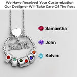 Mom’s Love, Forever Engraved - Family Personalized Custom Circle Pendant With Birthstone Beads Necklace - Mother's Day, Gift For Mom