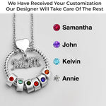 Mom’s Love, Forever Engraved - Family Personalized Custom Circle Pendant With Birthstone Beads Necklace - Mother's Day, Gift For Mom