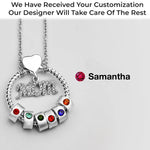 Mom’s Love, Forever Engraved - Family Personalized Custom Circle Pendant With Birthstone Beads Necklace - Mother's Day, Gift For Mom