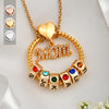 Mom’s Love, Forever Engraved - Family Personalized Custom Circle Pendant With Birthstone Beads Necklace - Mother's Day, Gift For Mom