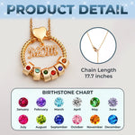 Mom’s Love, Forever Engraved - Family Personalized Custom Circle Pendant With Birthstone Beads Necklace - Mother's Day, Gift For Mom