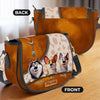 Happiness Is A Wagging Tail & A Loving Heart - Dog Personalized Custom Leather Saddle Bag - Gift For Pet Owners, Pet Lovers