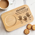 Peaceful Moments, Grandpa’s Favorite Time - Family Personalized Custom Engraved Wooden Tea & Snack Board - Father's Day, Gift For Dad, Grandpa