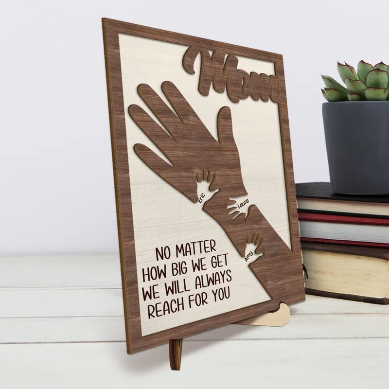 From Little Hands To Big Hearts - Family Personalized Custom 2-Layered Wooden Plaque With Stand - Mother's Day Gift For Mom, Grandma