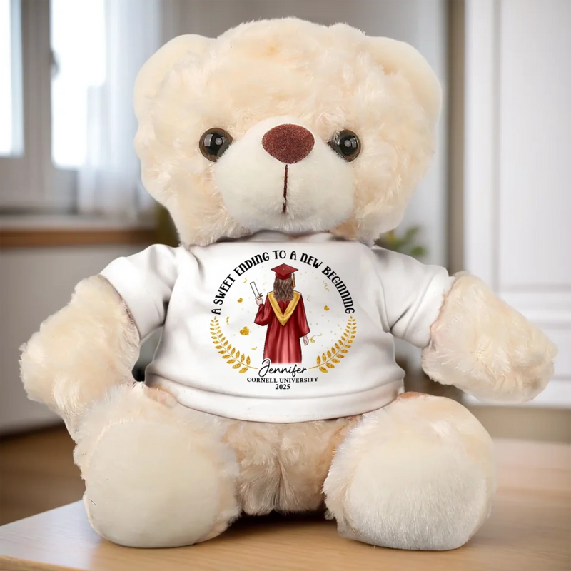 Sweet Ending, New Chapter - Family Personalized Custom Teddy Bear Plush - Graduation Gift For Family Members, Siblings, Brothers, Sisters