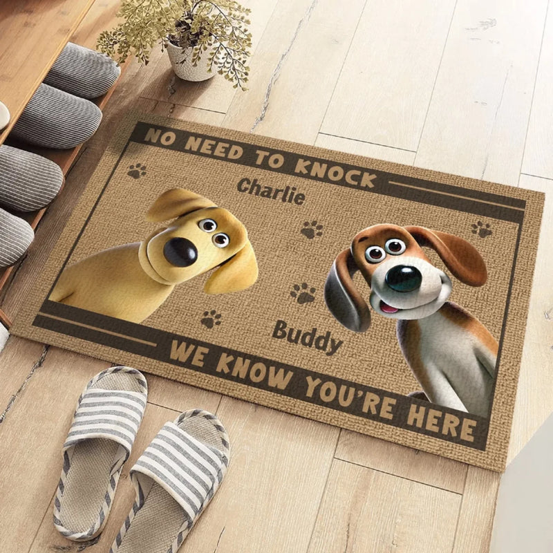 Forget Knocking, We Heard You A Mile Away - Dog Personalized Custom Home Decor Decorative Mat - House Warming Gift For Pet Owners, Pet Lovers