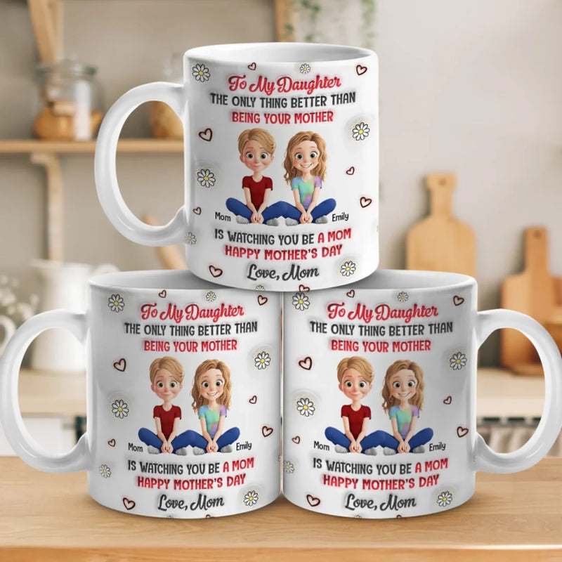 Motherhood, The Most Beautiful Journey - Family Personalized Custom 3D Inflated Effect Printed Mug - Mother's Day, Gift For Mom, Grandma