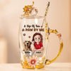 A Sip Of Tea A Paw By Me - Dog Personalized Custom Enamel Flower Tea Cup With Lid & Spoon - Gift For Pet Owners, Pet Lovers