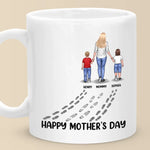 A Mother’s Love Leaves Footprints On The Heart - Family Personalized Custom Mug - Mother's Day, Gift For Mom, Grandma