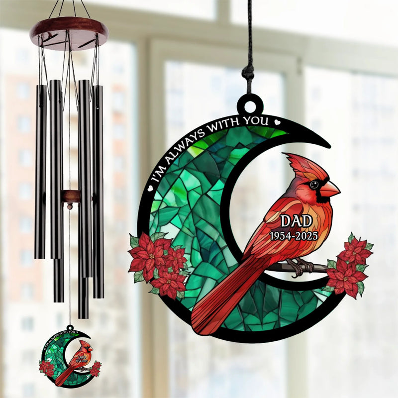 When Cardinals Appear, Angels Are Near - Memorial Personalized Custom Wind Chime Suncatcher - Sympathy Gift For Family Members