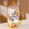 Tea Time, Love Time - Family Personalized Custom Enamel Flower Tea Cup With Lid & Spoon - Mother's Day, Gift For Mom, Daughter