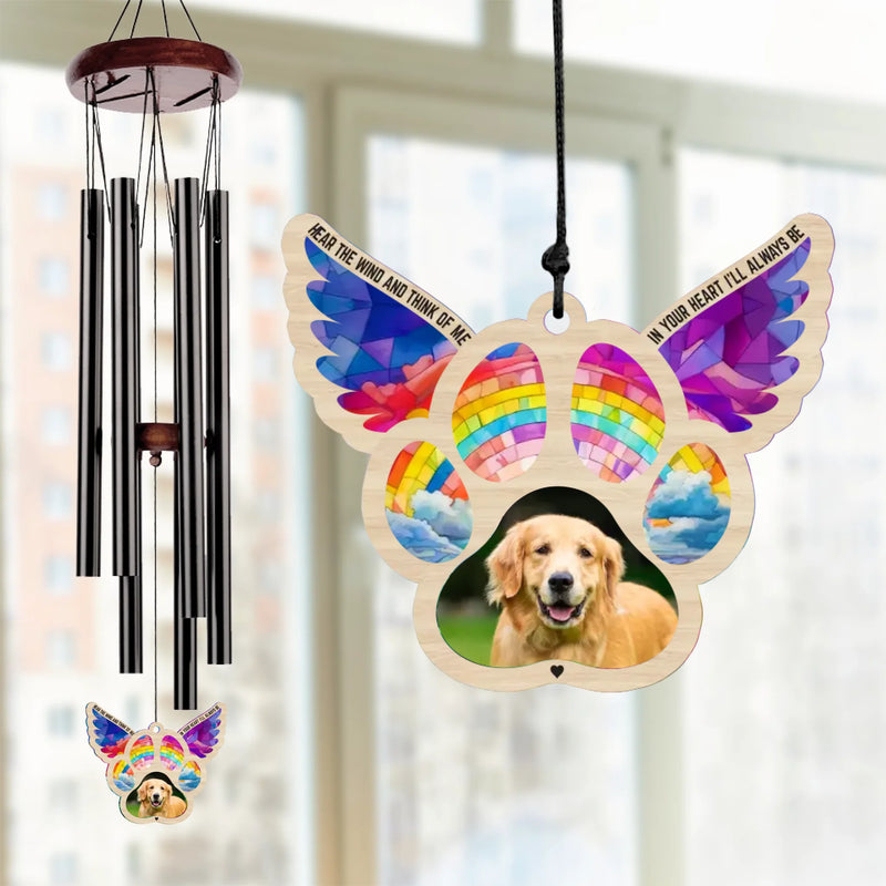 Custom Photo Forever Part Of My Heart - Memorial Personalized Custom Wind Chime Suncatcher - Sympathy Gift For Pet Owners, Pet Lovers