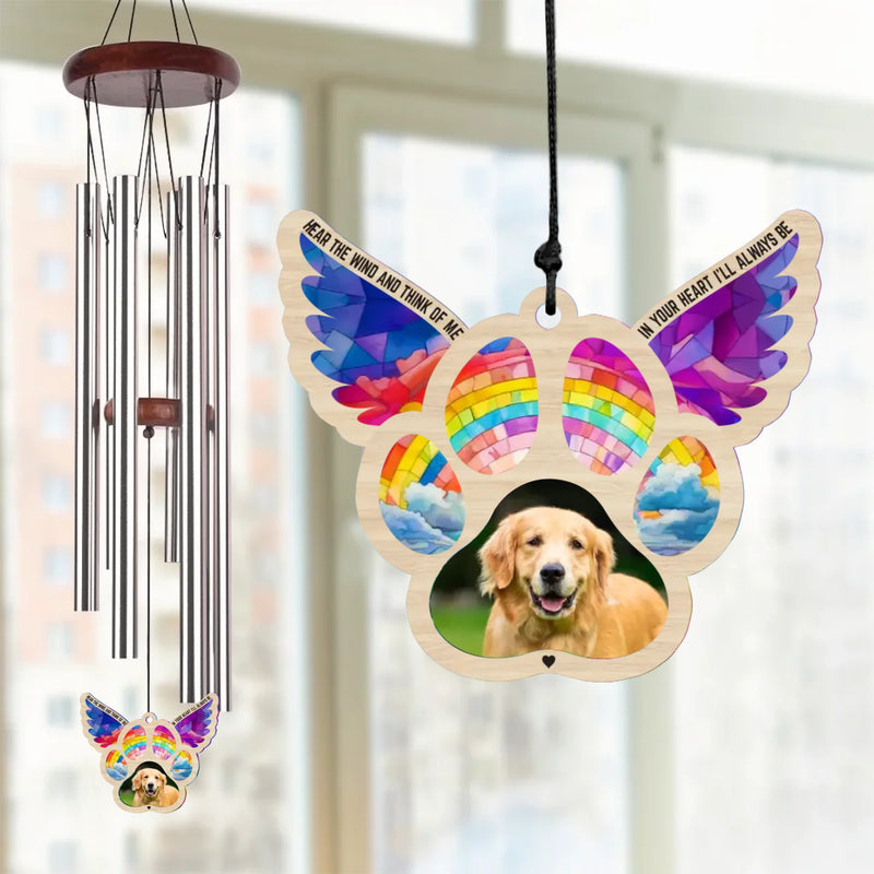 Custom Photo Forever Part Of My Heart - Memorial Personalized Custom Wind Chime Suncatcher - Sympathy Gift For Pet Owners, Pet Lovers
