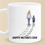 A Mother’s Love Leaves Footprints On The Heart - Family Personalized Custom Mug - Mother's Day, Gift For Mom, Grandma