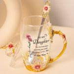 My Love Follows You Always - Family Personalized Custom Enamel Flower Tea Cup With Lid & Spoon - Mother's Day, Gift For Mom, Daughter