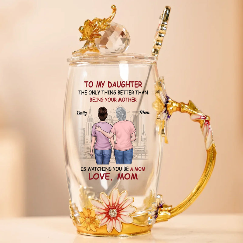 You Are My Forever Blessing - Family Personalized Custom Enamel Flower Tea Cup With Lid & Spoon - Mother's Day, Gift For Mom, Dad, Daughter