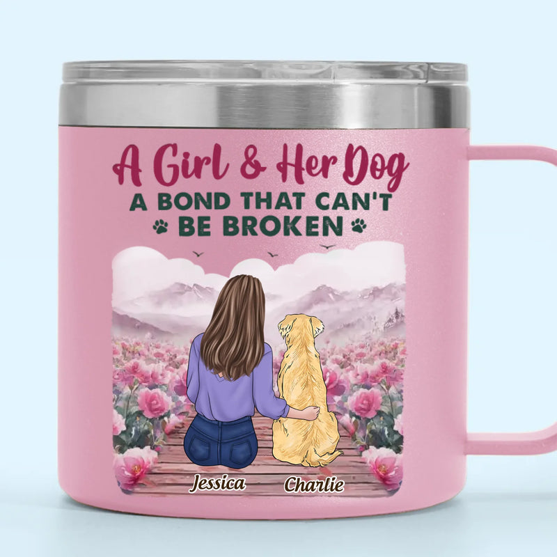 Happiness Is A Dog’s Smile - Dog Personalized Custom 14oz Stainless Steel Tumbler With Handle - Gift For Pet Owners, Pet Lovers