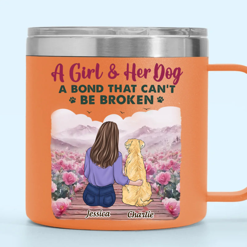 Happiness Is A Dog’s Smile - Dog Personalized Custom 14oz Stainless Steel Tumbler With Handle - Gift For Pet Owners, Pet Lovers