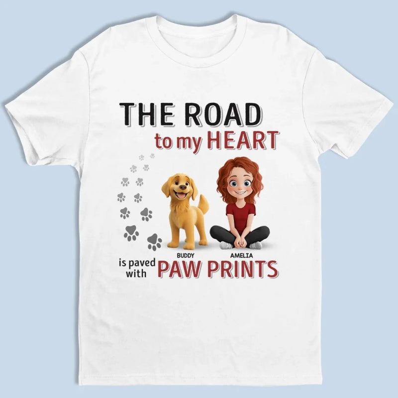 Love Leaves Paw Prints On My Heart - Dog Personalized Custom Unisex T-shirt, Premium T-shirt, Hoodie - Gift For Pet Owners, Pet Lovers