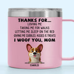 Dogs Are Joy In Fur - Dog Personalized Custom 14oz Stainless Steel Tumbler With Handle - Gift For Pet Owners, Pet Lovers