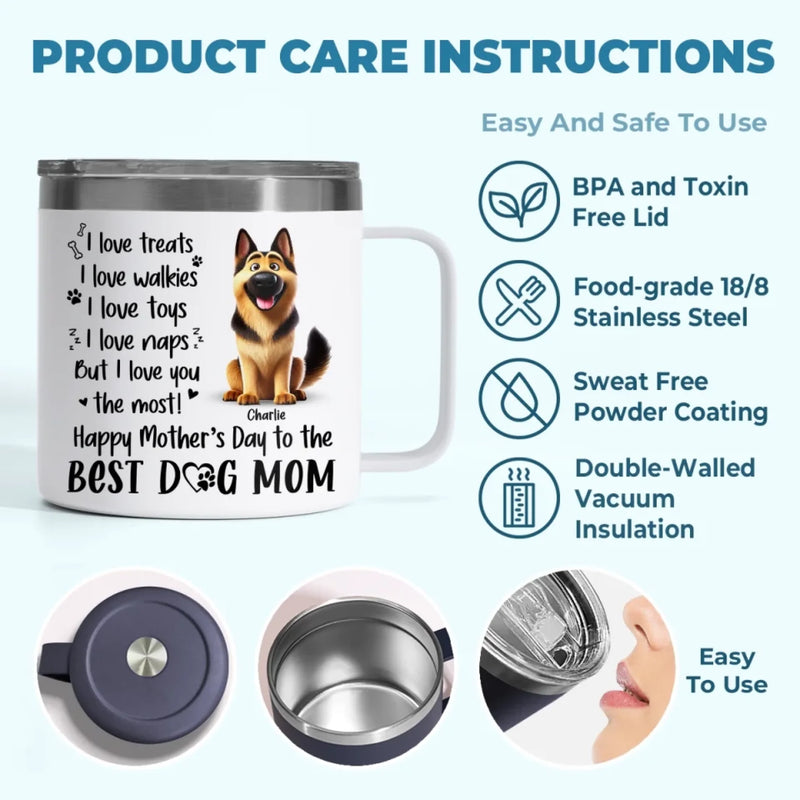 A Dog’s Love Never Ends - Dog Personalized Custom 14oz Stainless Steel Tumbler With Handle - Gift For Pet Owners, Pet Lovers