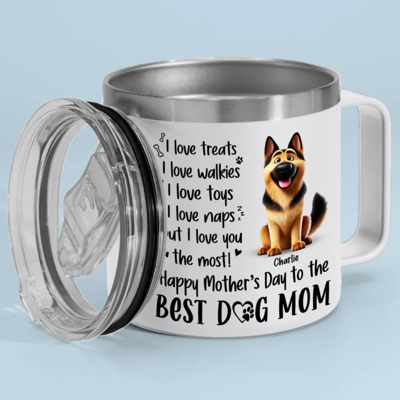 A Dog’s Love Never Ends - Dog Personalized Custom 14oz Stainless Steel Tumbler With Handle - Gift For Pet Owners, Pet Lovers