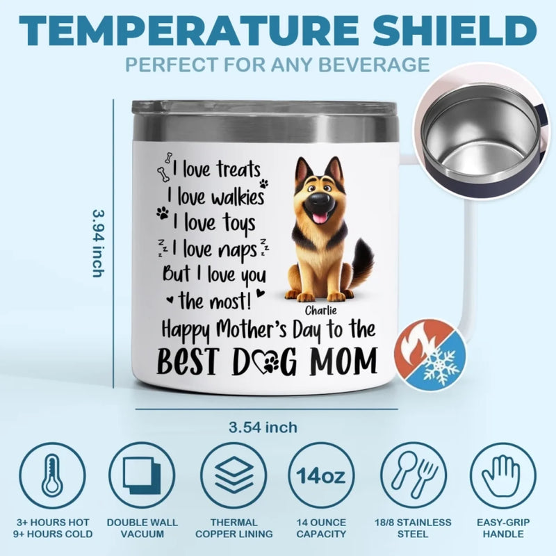 A Dog’s Love Never Ends - Dog Personalized Custom 14oz Stainless Steel Tumbler With Handle - Gift For Pet Owners, Pet Lovers