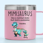 Custom Name Dinosaur Gifts for Grandma - Personalized 14 Oz Tumbler With Handle