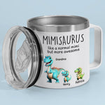 Custom Name Dinosaur Gifts for Grandma - Personalized 14 Oz Tumbler With Handle