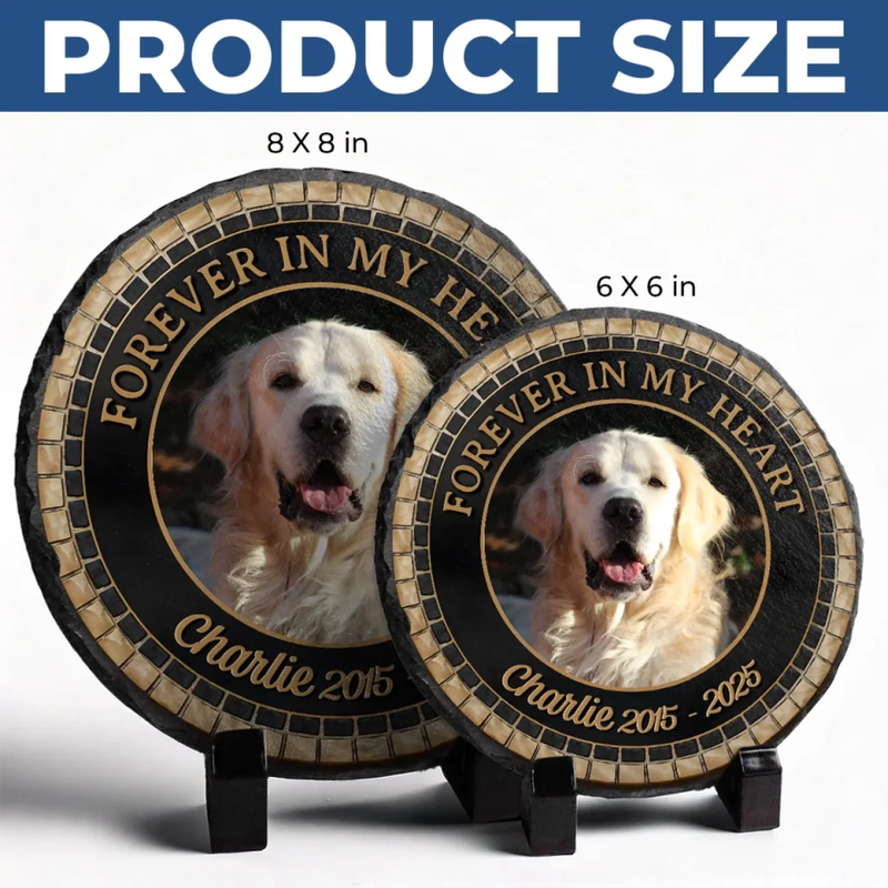 Custom Photo In Loving Memory Of A Faithful Friend - Memorial Personalized Custom Round Shaped Stone With Stand - Sympathy Gift For Pet Owners, Pet Lovers