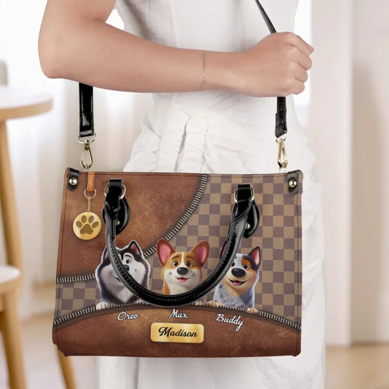 Because Life’s Better With Fur Babies - Dog Personalized Custom Leather Handbag - Gift For Pet Owners, Pet Lovers