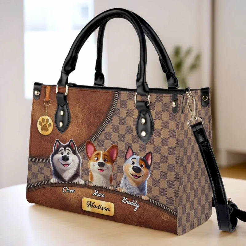 Because Life’s Better With Fur Babies - Dog Personalized Custom Leather Handbag - Gift For Pet Owners, Pet Lovers