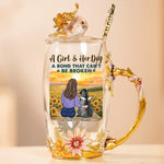 Custom Name Girl and Dog Gifts - Personalized Flower Tea Cup
