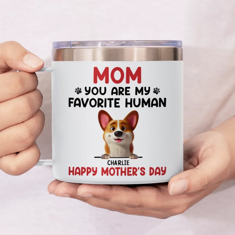 You Make My Tail Wag Every Day, Mom - Dog Personalized Custom 14oz Stainless Steel Tumbler With Handle - Gift For Pet Owners, Pet Lovers