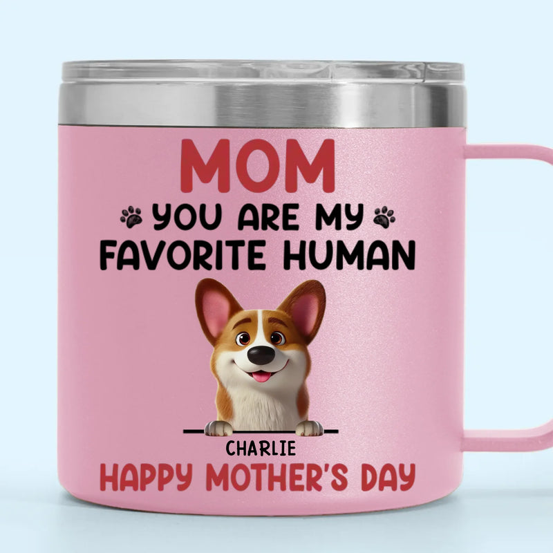 You Make My Tail Wag Every Day, Mom - Dog Personalized Custom 14oz Stainless Steel Tumbler With Handle - Gift For Pet Owners, Pet Lovers