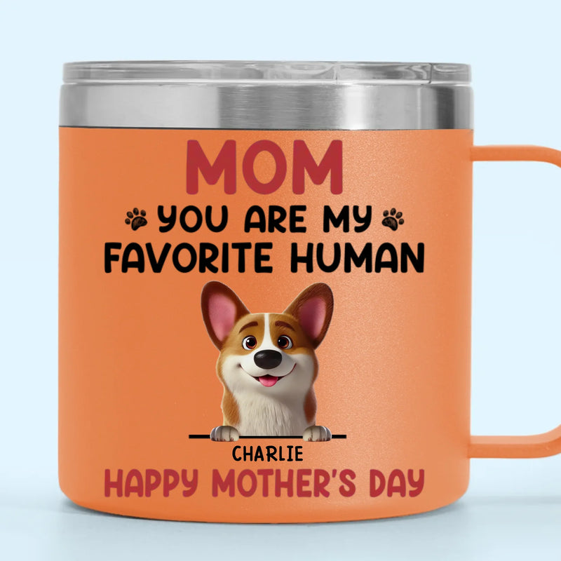 You Make My Tail Wag Every Day, Mom - Dog Personalized Custom 14oz Stainless Steel Tumbler With Handle - Gift For Pet Owners, Pet Lovers