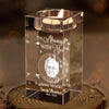 Custom Photo You Will Always Be Here - Memorial Personalized Custom 3D Crystal Photo Laser Engraved, Crystal Candle Holder - Sympathy Gift For Family Members