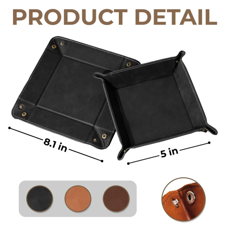 Dad’s Pocket Drop Zone - Family Personalized Custom Leather Valet Tray - Father's Day, Gift For Dad, Grandpa