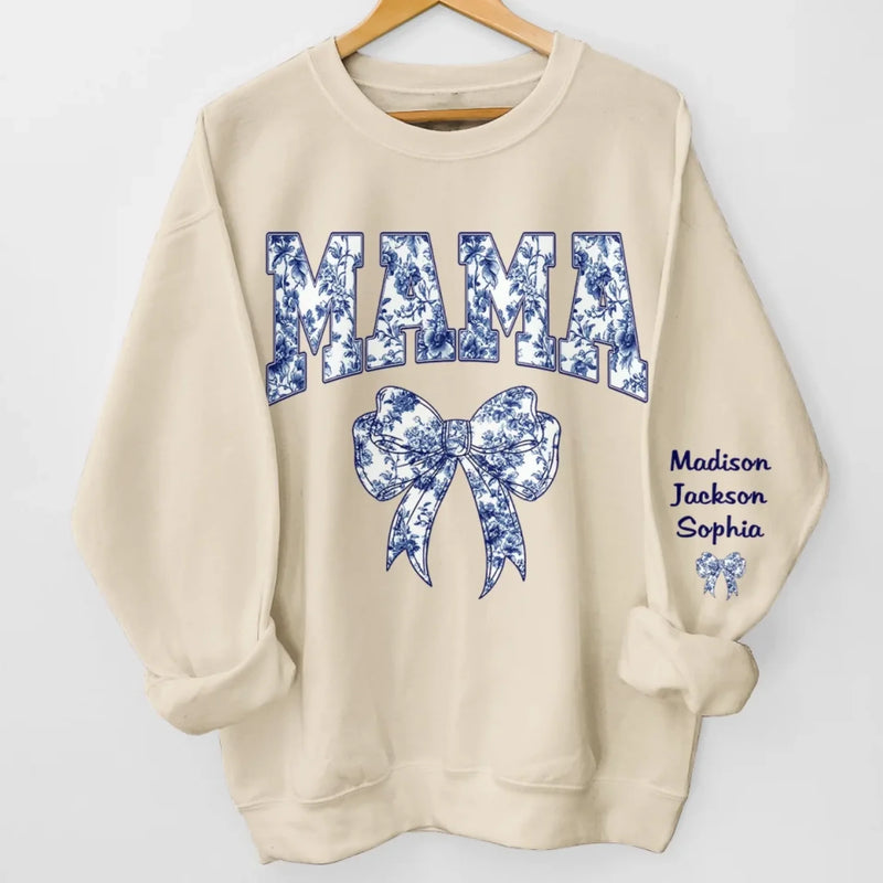 Love Starts With Mama - Family Personalized Custom Unisex Sweatshirt, Hoodie With Design On Sleeve - Mother's Day, Gift For Mom, Grandma