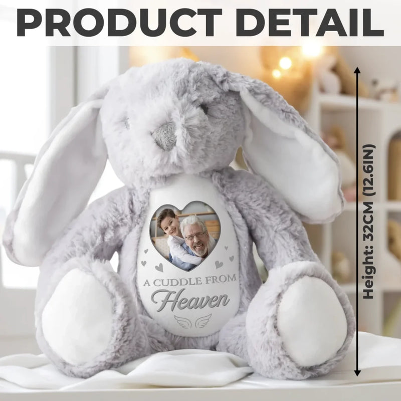 Custom Photo Heaven's Love In Every Hug - Memorial Personalized Custom Easter Bunny Plush - Sympathy Gift For Family Members
