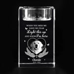 Custom Photo Love Never Leaves, It Lights Up Forever - Memorial Personalized Custom 3D Crystal Photo Laser Engraved, Crystal Candle Holder - Sympathy Gift For Dog Lovers, Pet Owners