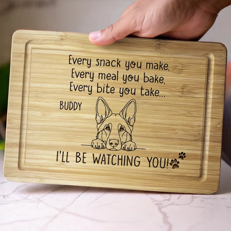 Love In Every Snack, Watch In Every Bite - Dog Personalized Custom Engraved Wooden Cutting Board - Gift For Pet Owners, Pet Lovers