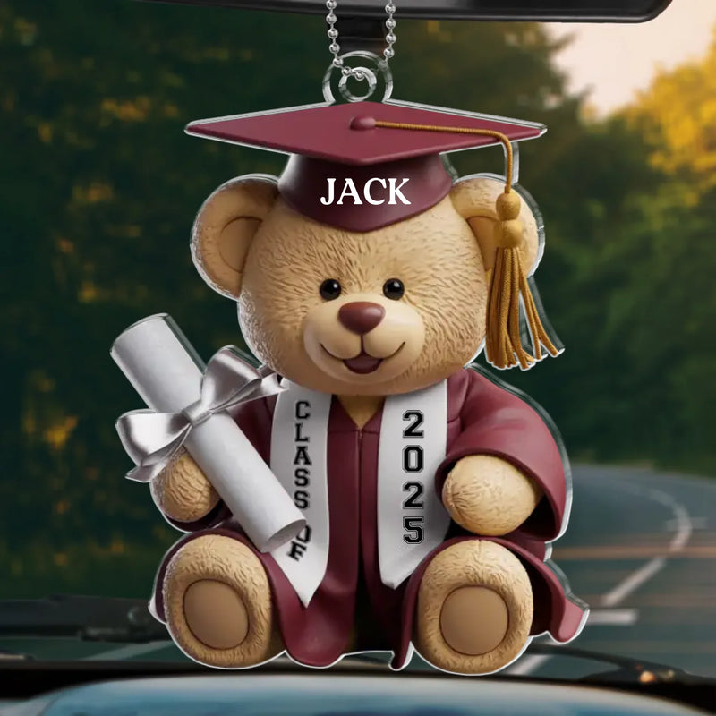 Teddy’s Proud Of You - Family Personalized Custom Car Ornament - Acrylic Custom Shaped - New Arrival, Graduation Gift For Family Members, Siblings, Brothers, Sisters