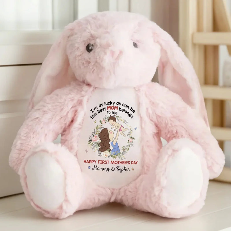 My First Best Friend, My Mommy - Family Personalized Custom Easter Bunny Plush - Mother's Day, Baby Shower Gift, Gift For First Mom