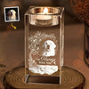 Custom Photo Love That Never Leaves - Memorial Personalized Custom 3D Crystal Photo Laser Engraved, Crystal Candle Holder - Sympathy Gift For Pet Owners, Pet Lovers