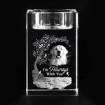 Custom Photo Love That Never Leaves - Memorial Personalized Custom 3D Crystal Photo Laser Engraved, Crystal Candle Holder - Sympathy Gift For Pet Owners, Pet Lovers