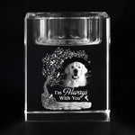 Custom Photo Love That Never Leaves - Memorial Personalized Custom 3D Crystal Photo Laser Engraved, Crystal Candle Holder - Sympathy Gift For Pet Owners, Pet Lovers