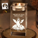 Custom Photo In Spirit, I’m Always Near - Memorial Personalized Custom 3D Crystal Photo Laser Engraved, Crystal Candle Holder - Sympathy Gift For Dog Lovers, Pet Owners