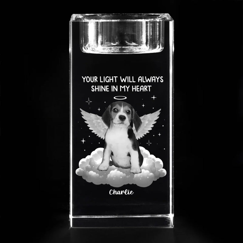 Custom Photo In Spirit, I’m Always Near - Memorial Personalized Custom 3D Crystal Photo Laser Engraved, Crystal Candle Holder - Sympathy Gift For Pet Owners, Pet Lovers