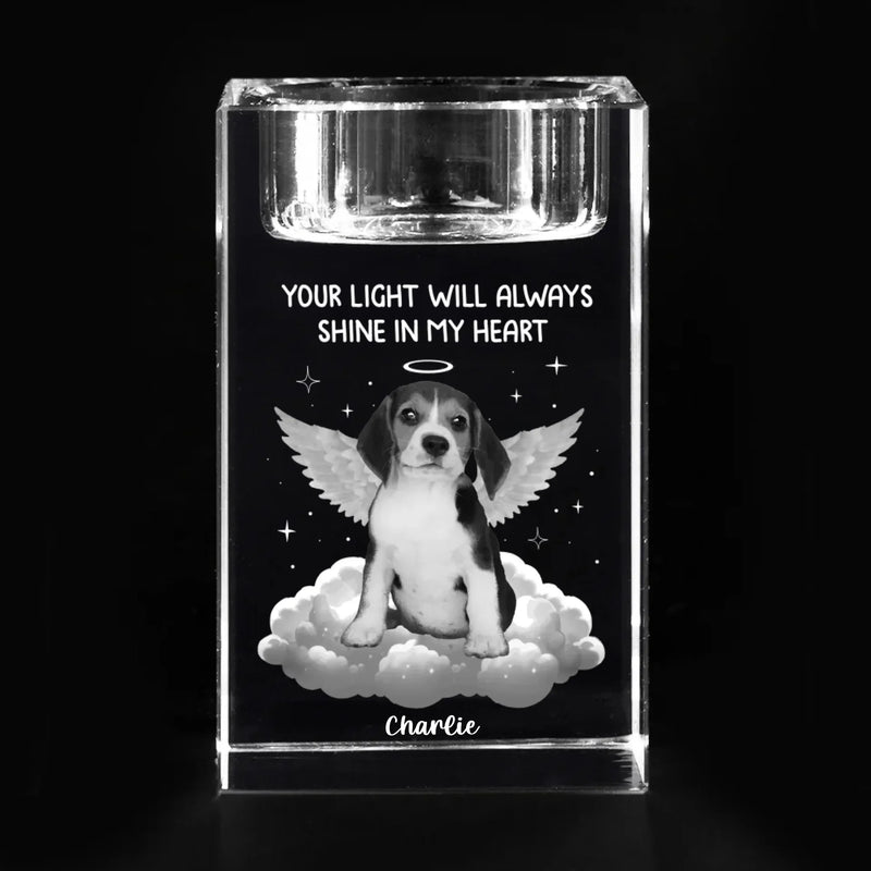 Custom Photo In Spirit, I’m Always Near - Memorial Personalized Custom 3D Crystal Photo Laser Engraved, Crystal Candle Holder - Sympathy Gift For Pet Owners, Pet Lovers
